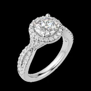 14k round diamond engagement ring solitaire wedding ring gold lab created band - Picture 1 of 9