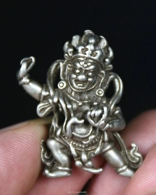 Escultura de Buda Mahakala budismo plata Miao antigua China rara de 3,6 cm Foto 1 de 4