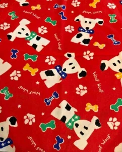 Vintage Springs Novelty Dalmatian On  Red Dog Print Woof Woof  Fabric 44" X 13" - Picture 1 of 4