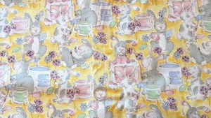 Alexander Henry 3 yds EAGER FOR EASTER Bunny Egg Decorating 2002 Fabric SO CUTE! - Picture 1 of 3