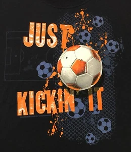 Coed Sportswear Just Kickin It Soccer Ball Youth Sz XL Navy Blue S/S T-Shirt NWT - Picture 1 of 7