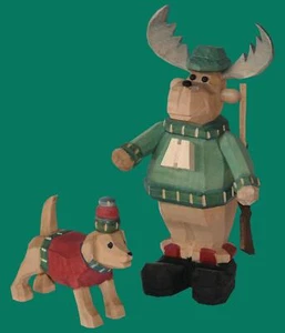 Dog for Smoked Moose Forester Carved Colored Soiffen Ore Mountains Christmas - Picture 1 of 1