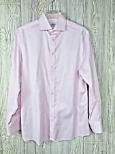 Charles Tyrwhitt Button Down Shirt Mens 16/34 Non Iron Slim Fit Pink Stripe