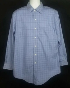 Brooks Brothers Non Iron Slim Fit Shirt Mens 16.5/34 Blue Check Long Sleeve - Picture 1 of 10