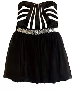 Love Reigns As U Wish NWT Dress Jrs 5 Y2K Black & White Formal Prom Party Short - Picture 1 of 9