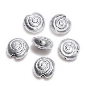 4 Pcs 14X8mm Shell Spacer Brushed Bead Sterling Silver Plated Jewelry - Picture 1 of 3