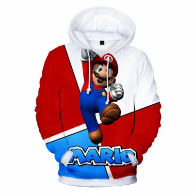 Super Mario Bros Hip Hop Deporte Sudadera con Capucha Suéter Pullover Chaqueta Abrigo Foto 1 de 2