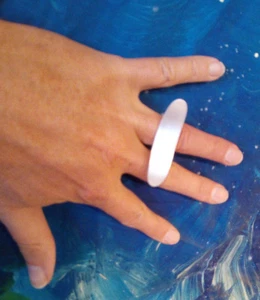 Zweifinger Ring, Breite 12 mm, Länge 55 mm, 999, Feinsilber, Flamere Design - Bild 1 von 3