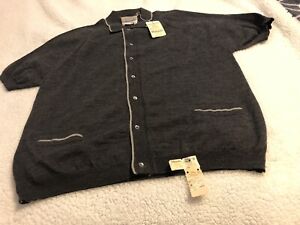 Orbach's Vtg Men's Knit Polo Shirt Grey Wool Made In Italy Sz M New With Tags
