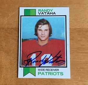 Tarjeta de fútbol americano Topps #31 1973 autógrafo firmado por Randy Vataha New England Patriots - Imagen 1 de 2