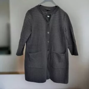Cos Black grid textured oversized Cardigan Size small uk 8/10 Pockets Button up - Picture 1 of 4