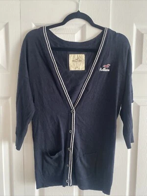 Hollister Women's Medium Navy V Neck Sweater Academic Cardigan Sweater College - Image 1 of 4