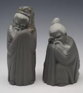 LLADRO PORCELLANA GRES ANTICO ORIENTE UOMO CINESE ALTO E CORTO MONACI 2056/2057 - Foto 1 di 8