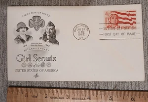 Girl Scouts 50th Anniversary- 1962 4 cent stamp #1199 FDC Art Craft Cachet - Picture 1 of 2