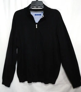 Report Collection Black Full Zip Cotton Knit Sweater Casual Golf Men's Size XL - Picture 1 of 6