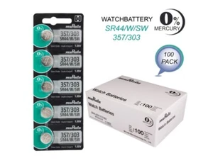 Genuine Murata 303 357 Sr44w Silver Oxide Watch Battery 1.55v 100 pack - Picture 1 of 1