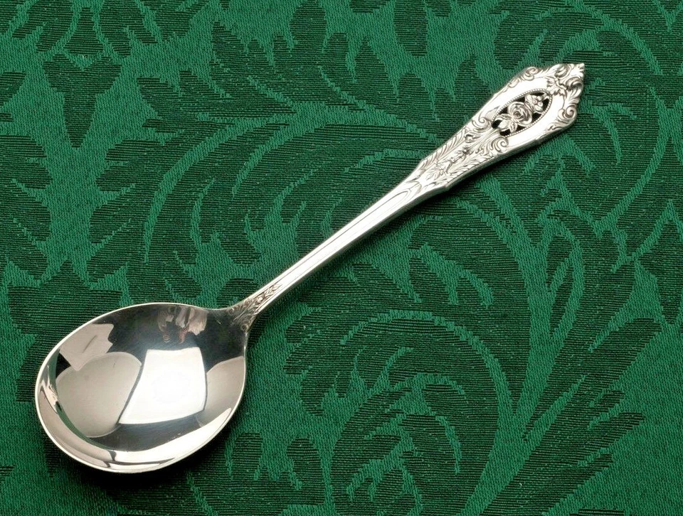 Rose Point by Wallace Sterling Silver individual Cream/ Round Soup Spoon 6" - Image 1 of 1