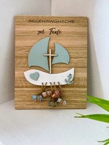 Taufe, Geldgeschenk, Holz, Boot, Geschenk zur Taufe, Glaube, Liebe, Hoffnung - Bild 1 von 4
