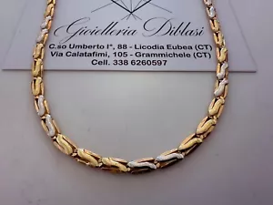 GOLD HALSKETTE Herren Damen 18 Karat 750% Massiv Kette Bicolor GELB WEIß Choker - Bild 1 von 8