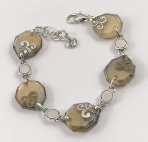 Brighton SHELL SHIMMER Silver Gold Black Irridescent Shell Bracelet. #1335 - Picture 1 of 4