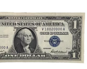 1957 $1 Silver Certificate Serial # V 18020000 A - Picture 1 of 3
