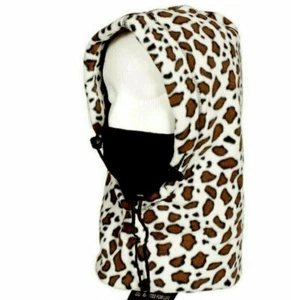 Hot Headz Snow Leopard 6 in 1 Fleece Hat Hood Face Cover For Small Adult NEW - Picture 1 of 4