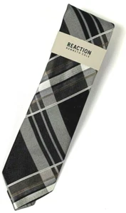 Kenneth Cole Reaction Black Charcoal Classic 100% Silk Neck Tie MSRP $59 - Picture 1 of 4