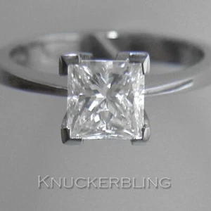 Anillo de compromiso solitario de diamantes y platino 1,50 quilates certificado princesa D SI2 EXC - Imagen 1 de 1