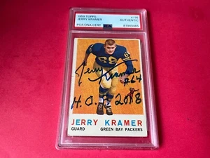 Tarjeta de novato Jerry Kramer HOF Packers 1959 Topps firmada automática PSA/ADN ENCAPSULADA - Imagen 1 de 2