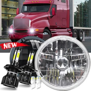 For Kenworth T2000 97-2011 Pair 7 Inch Round LED Headlights Hi-Lo Beam - Picture 1 of 12