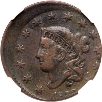 1833 N-6 R-1 NGC VF 25 10% O/C Matron or Coronet Head Large Cent Coin 1c - Image 1 of 3