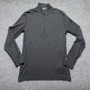 Smartwool Mens Merino 250 1/4 Zip Baselayer Size Large Black Lightweight - Picture 1 of 14