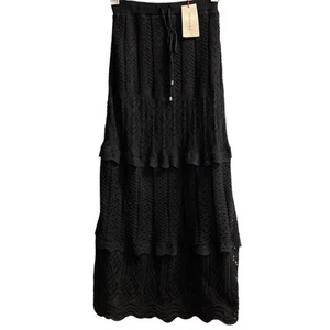 Solitär Rock Damen S schwarz Häkel Maxi Pull On Boho Hippie Festival Western - Bild 1 von 12