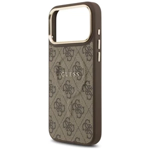Guess PU Leder 4G Gold Rahmen Case mit MagSafe für iPhone 17 Pro Max Braun - Bild 1 von 7