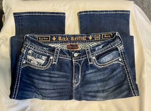 Pantalones de mezclilla ROCK REVIVAL Easy Boot - Nancy - 29 azules para mujer - pedrería - Imagen 1 de 9