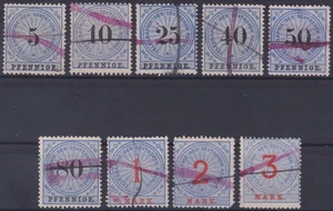 Deutsches Reich Telegrafenmarken Mi.Nr. 10 - 18 Federzugentwertung 1875 - Bild 1 von 2