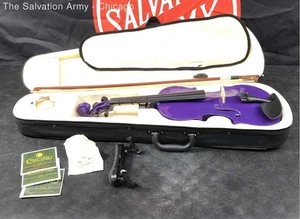 Cecilio Purple Musical Instrument Violin With Hard Case And Accessories - Picture 1 of 11