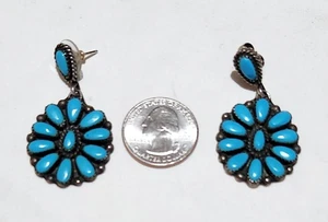 Pendientes Navajo Plata Bella Durmiente Turquesa Oxidados Racimo LH Leo Harvey - Imagen 1 de 20