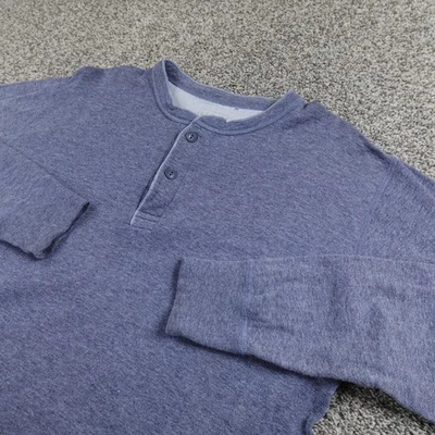 LL Bean Camisa Para Hombres L Azul Lana Dos Capas River Driver Térmico Henley Suéter Foto 1 de 4