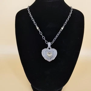 Judith Ripka Herz Anhänger in Sterlingsilber mit 18k Gold/Diamanten mit JR Kette! - Bild 1 von 18