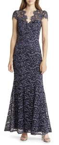 Eliza J Scalloped-Edge Lace Gown NWT Size 4 Blue - Picture 1 of 6