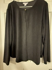 liz claiborneXXL Black Top Keyhole Neckline LS - Picture 1 of 12
