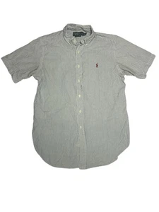 Ralph Lauren Shirt Mens Medium Blue Striped Seersucker Short Sleeve Button Up M - Picture 1 of 5