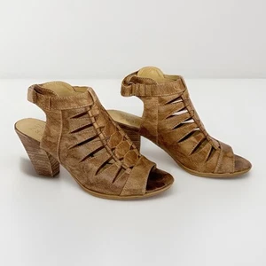 Naturalizer Talan Gladiator Sandals Brown Peep Toe Slingback Boho Western 7 M - Picture 1 of 15