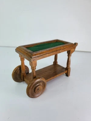 Vintage Dollhouse Miniature Wooden Bar Gardening Flower Cart w/ Wheels - Image 1 of 4