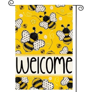*NEU* BEEEEEEEAUTIFUL ~ WELCOME BEES~ GARTENFLAGGE ~ 12"X 18" - Bild 1 von 1