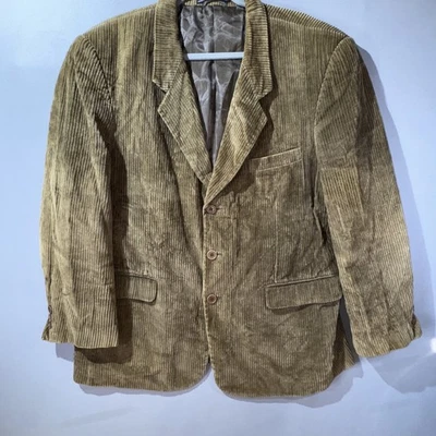 VINTAGE Corduroy Blazer Mens 44R Brown 3 Button Oleg Cassini Sport Coat Cotton - Image 1 of 4