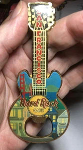 Hard Rock Cafe Bottle Opener Guitar Metal Magnet HRC San Francisco Older Version - Picture 1 of 7