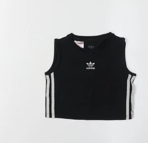 Adidas Girls Black Cropped Tank Top 9-10 Years - Picture 1 of 12