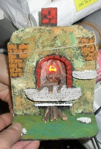 MINIATURA PRESEPE forno con luce rossa riproduce fuoco 1pz MINUTERIE NATALIZIA - Picture 1 of 1